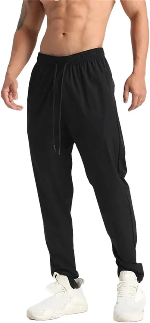 Men's Loose Fit Quick-Dry Jogging Pants with Elastic Waist Full-Length Gym Running Training Trousers