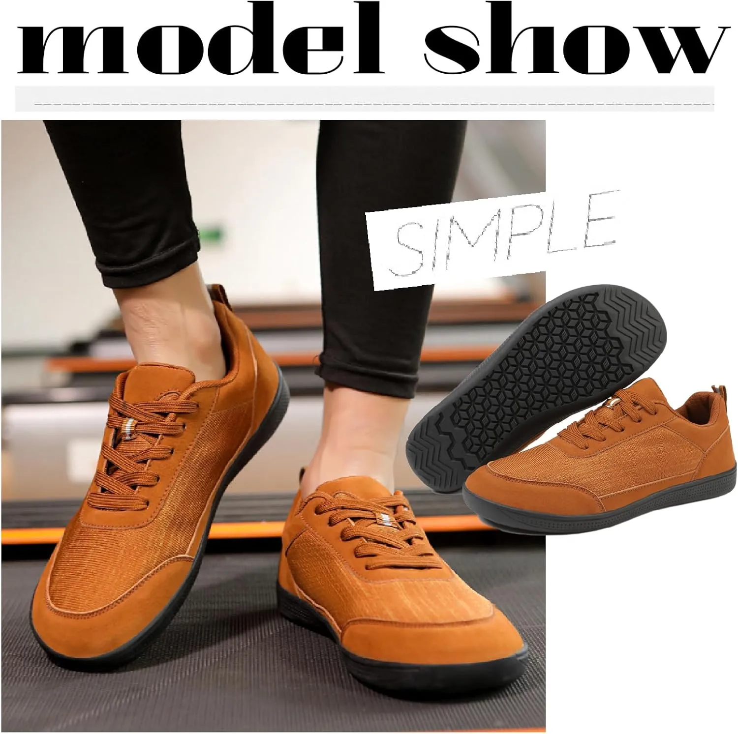 Men's Mesh Casual Sneakers Breathable Comfortable Splice Leather Lace Up Wide Toe Barefoot Shoes for Tennis Driving Walking Shoes