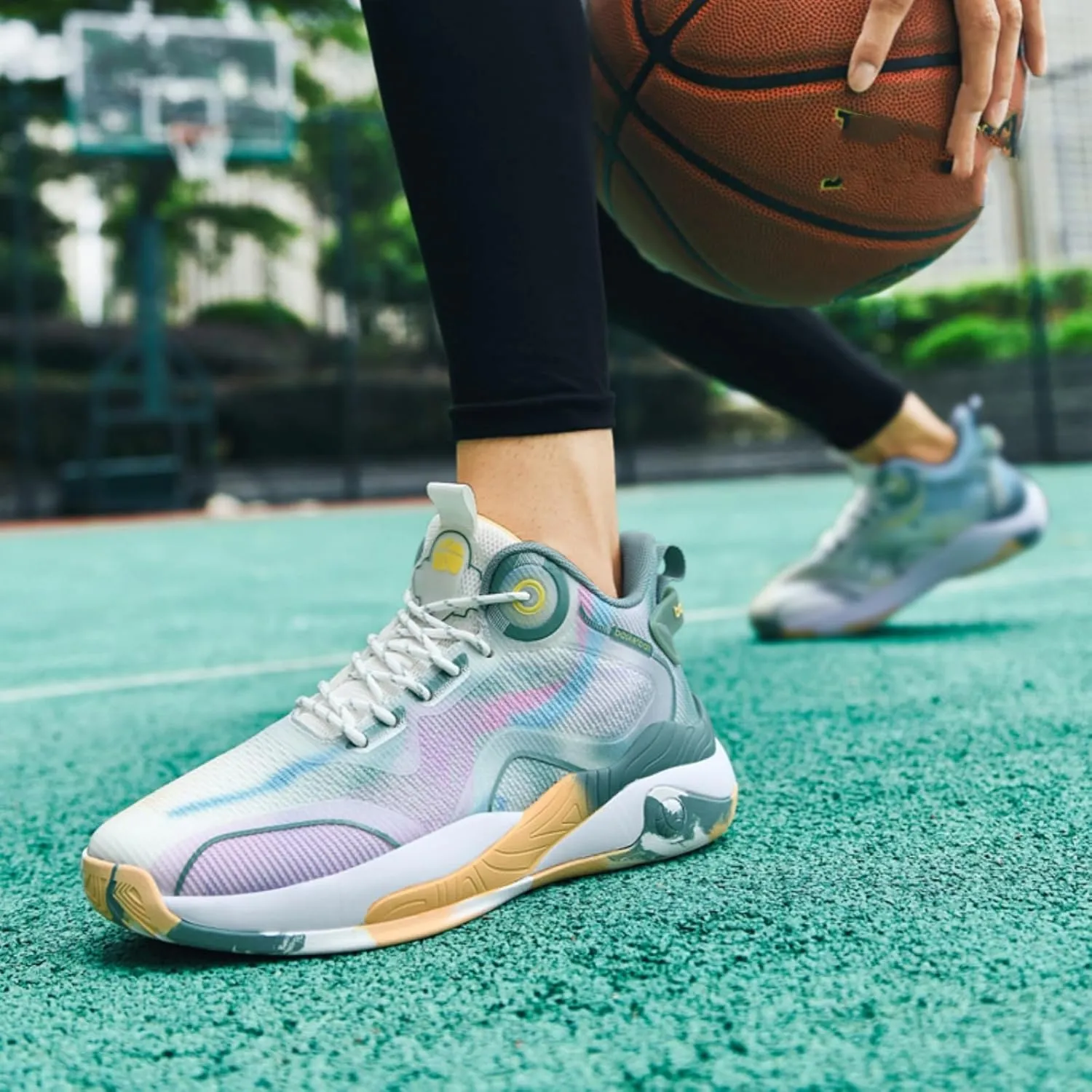 Mens Mid Top Breathable Mesh Lace Up Basketball Sport Shoes Fashion Classics Non Slip Chunky Sneakers for Walking Running Tennis Volleyball