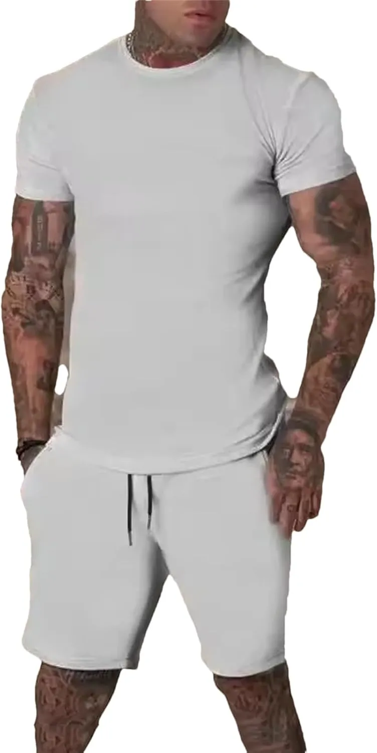 Men's Outdoor Sportswear Set, Breathable T-Shirt & Casual Shorts