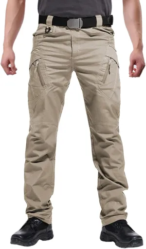 Men's Ripstop Tactical Pants Water Resistant Stretch Cargo Pants Lightweight EDC Hiking Work Pants