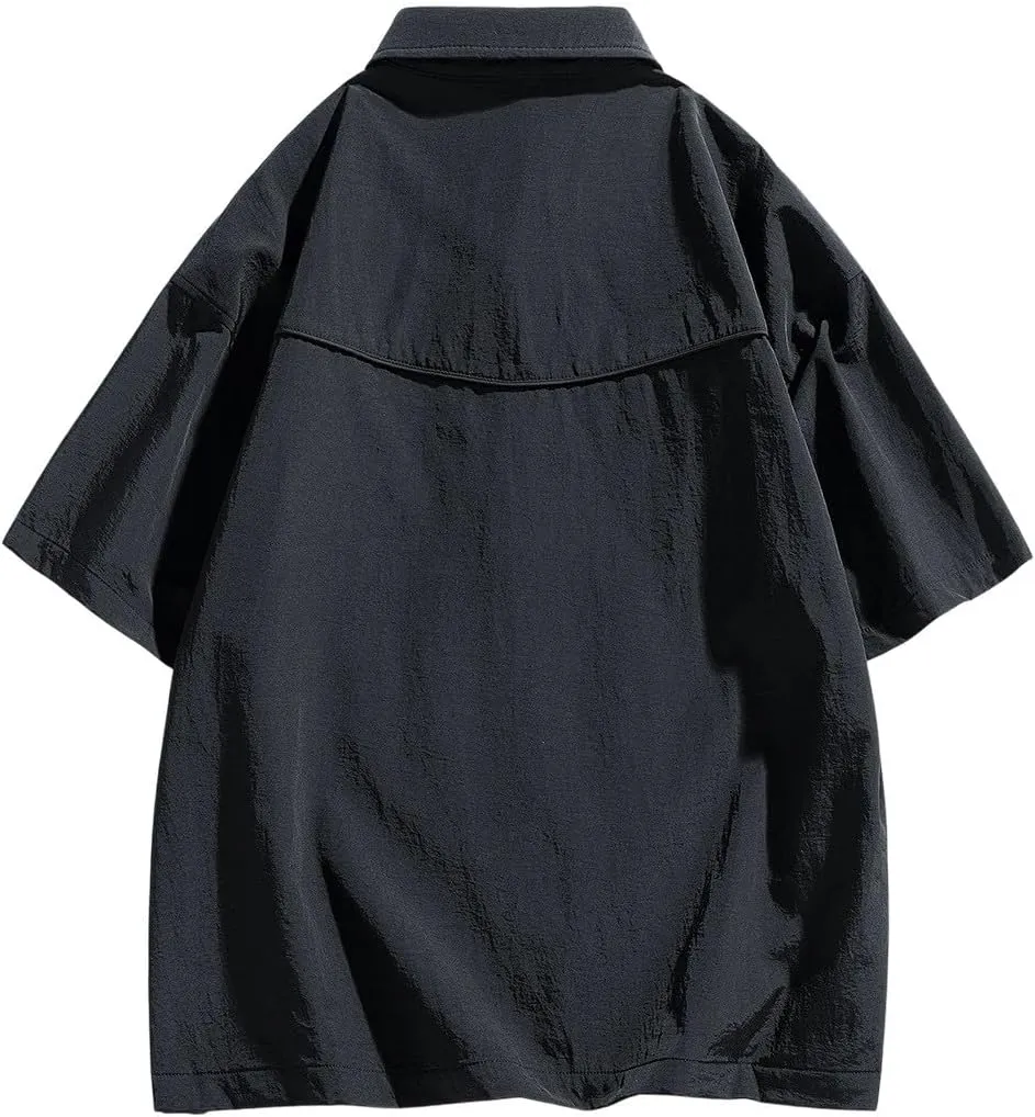 Mens Short Sets 2 Piece Outfits Stylish Quick Dry Cargo Shirts Shorts Teen Boys Summer Athletic Tracksuit Lightweight