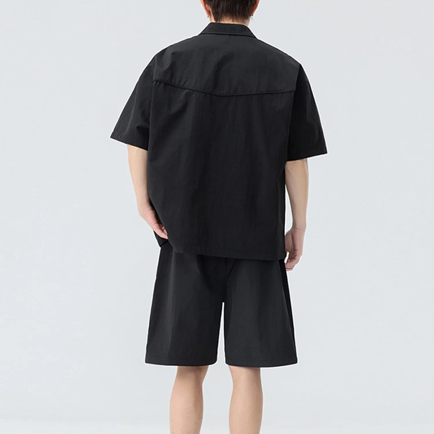 Mens Short Sets 2 Piece Outfits Stylish Quick Dry Cargo Shirts Shorts Teen Boys Summer Athletic Tracksuit Lightweight
