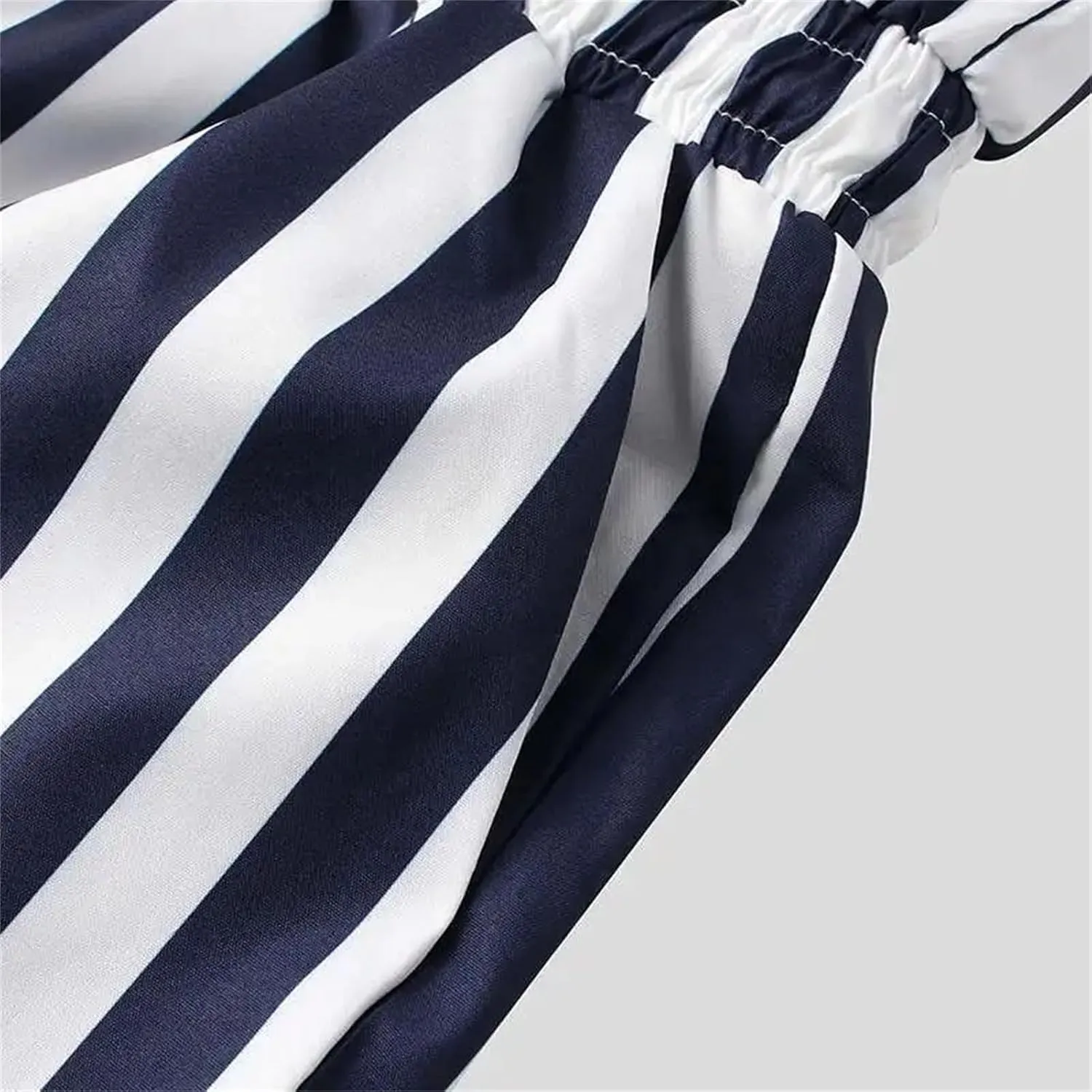Men's Striped Romper Jumpsuit, Button-Up Short Sleeve Playsuit Streetwear