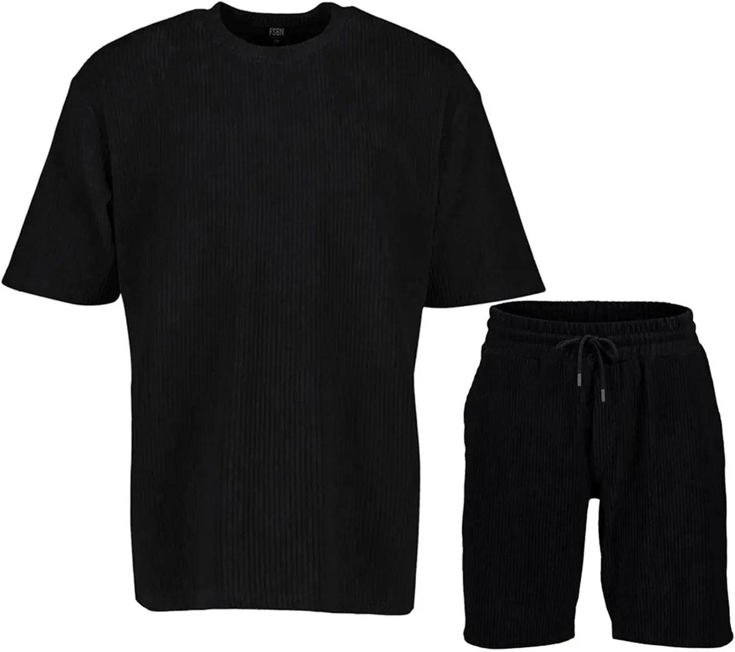 Men's Striped Sportswear Set, Crew Neck Short Sleeve & Drawstring Shorts