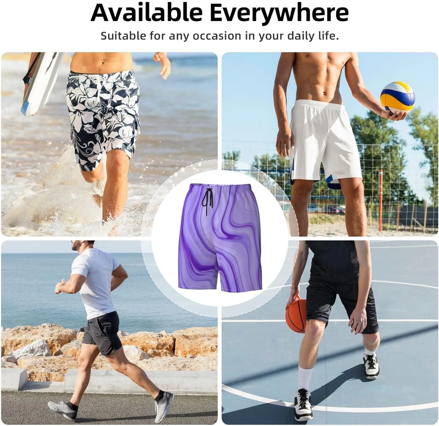 Mens Swim Trunks with Mesh Lining,Quick Dry Swimsuit Board Shorts Beach Pants Swimwear Bathing Suits