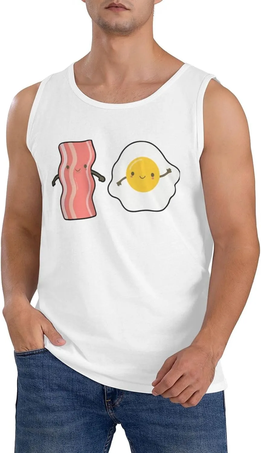 Men's Tank Top Sleeveless Tees Bacon and Egg Quick Dry Sport Shirts Muscle Workout Gym Beach T-Shirts