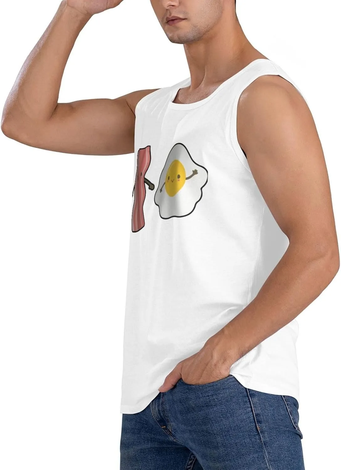 Men's Tank Top Sleeveless Tees Bacon and Egg Quick Dry Sport Shirts Muscle Workout Gym Beach T-Shirts
