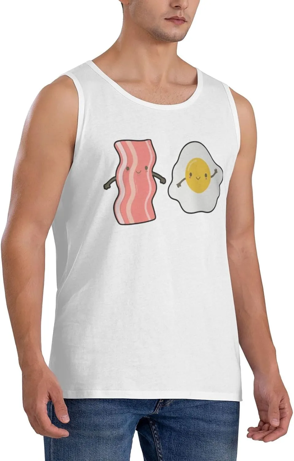 Men's Tank Top Sleeveless Tees Bacon and Egg Quick Dry Sport Shirts Muscle Workout Gym Beach T-Shirts