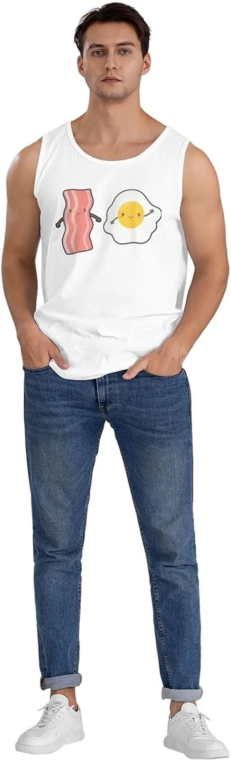 Men's Tank Top Sleeveless Tees Bacon and Egg Quick Dry Sport Shirts Muscle Workout Gym Beach T-Shirts