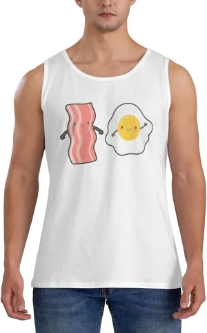 Men's Tank Top Sleeveless Tees Bacon and Egg Quick Dry Sport Shirts Muscle Workout Gym Beach T-Shirts