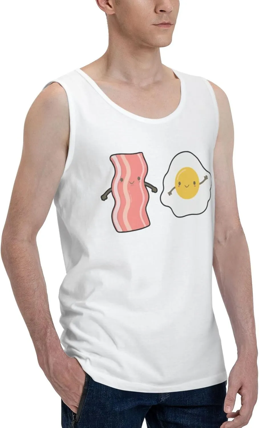 Men's Tank Top Sleeveless Tees Bacon and Egg Quick Dry Sport Shirts Muscle Workout Gym Beach T-Shirts