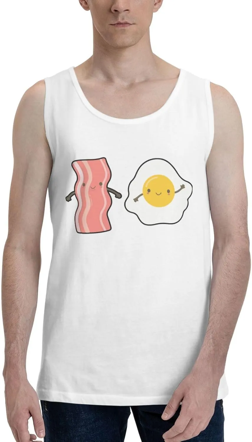 Men's Tank Top Sleeveless Tees Bacon and Egg Quick Dry Sport Shirts Muscle Workout Gym Beach T-Shirts