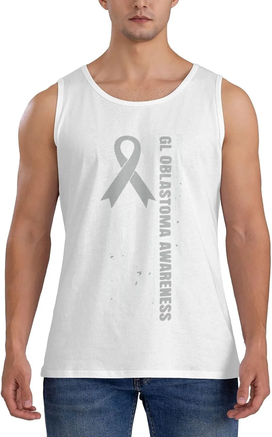 Men's Tank Top Sleeveless Tees Glioblastoma Awareness Quick Dry Sport Shirts Muscle Workout Gym Beach T-Shirts