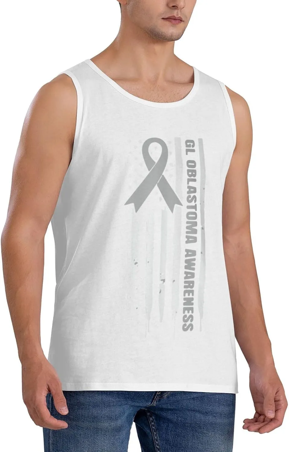 Men's Tank Top Sleeveless Tees Glioblastoma Awareness Quick Dry Sport Shirts Muscle Workout Gym Beach T-Shirts