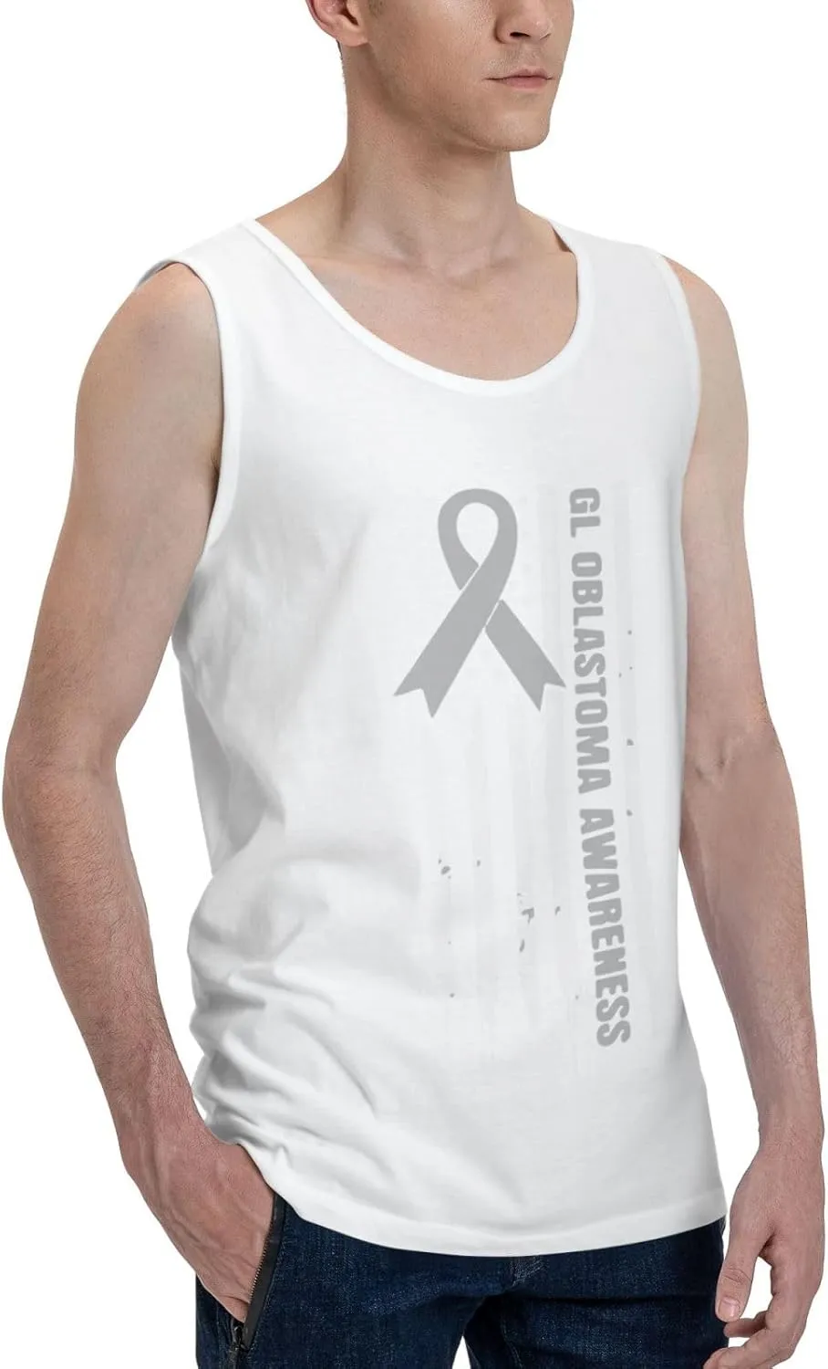Men's Tank Top Sleeveless Tees Glioblastoma Awareness Quick Dry Sport Shirts Muscle Workout Gym Beach T-Shirts