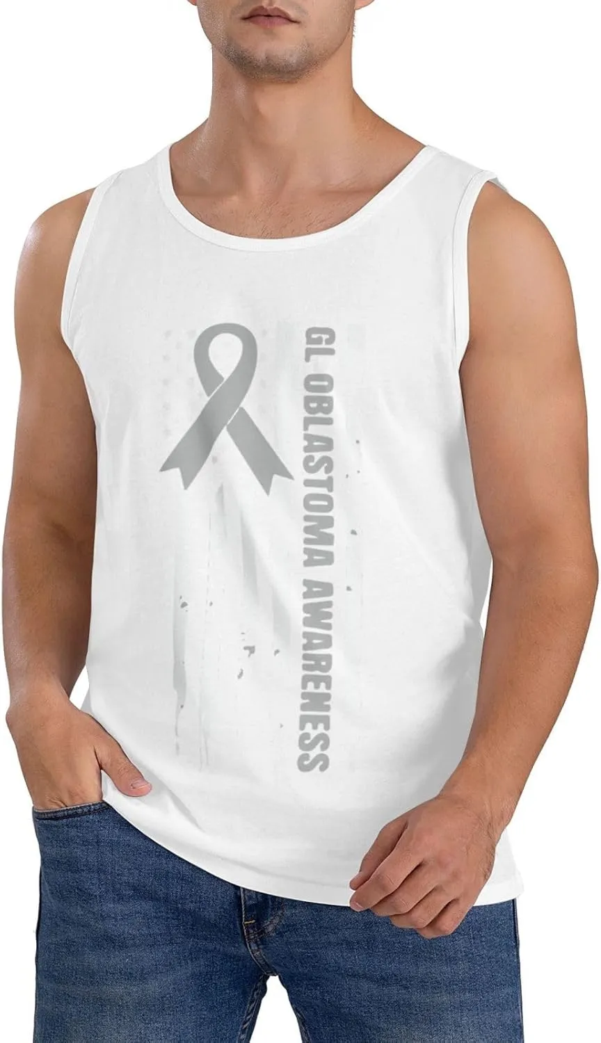 Men's Tank Top Sleeveless Tees Glioblastoma Awareness Quick Dry Sport Shirts Muscle Workout Gym Beach T-Shirts