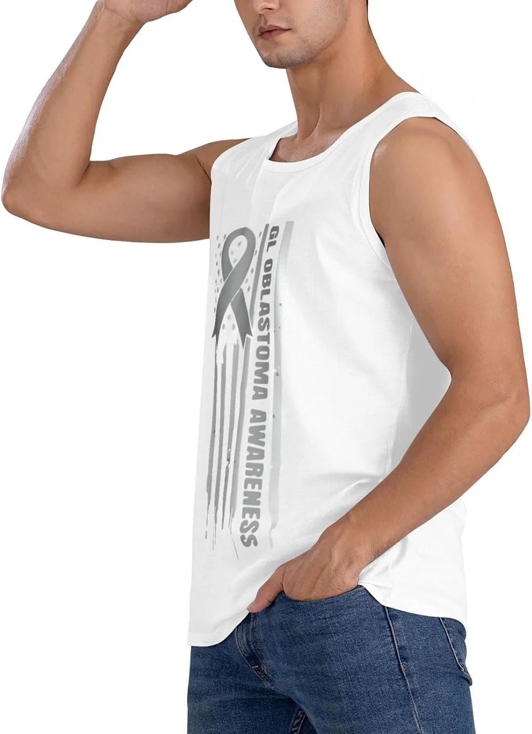 Men's Tank Top Sleeveless Tees Glioblastoma Awareness Quick Dry Sport Shirts Muscle Workout Gym Beach T-Shirts