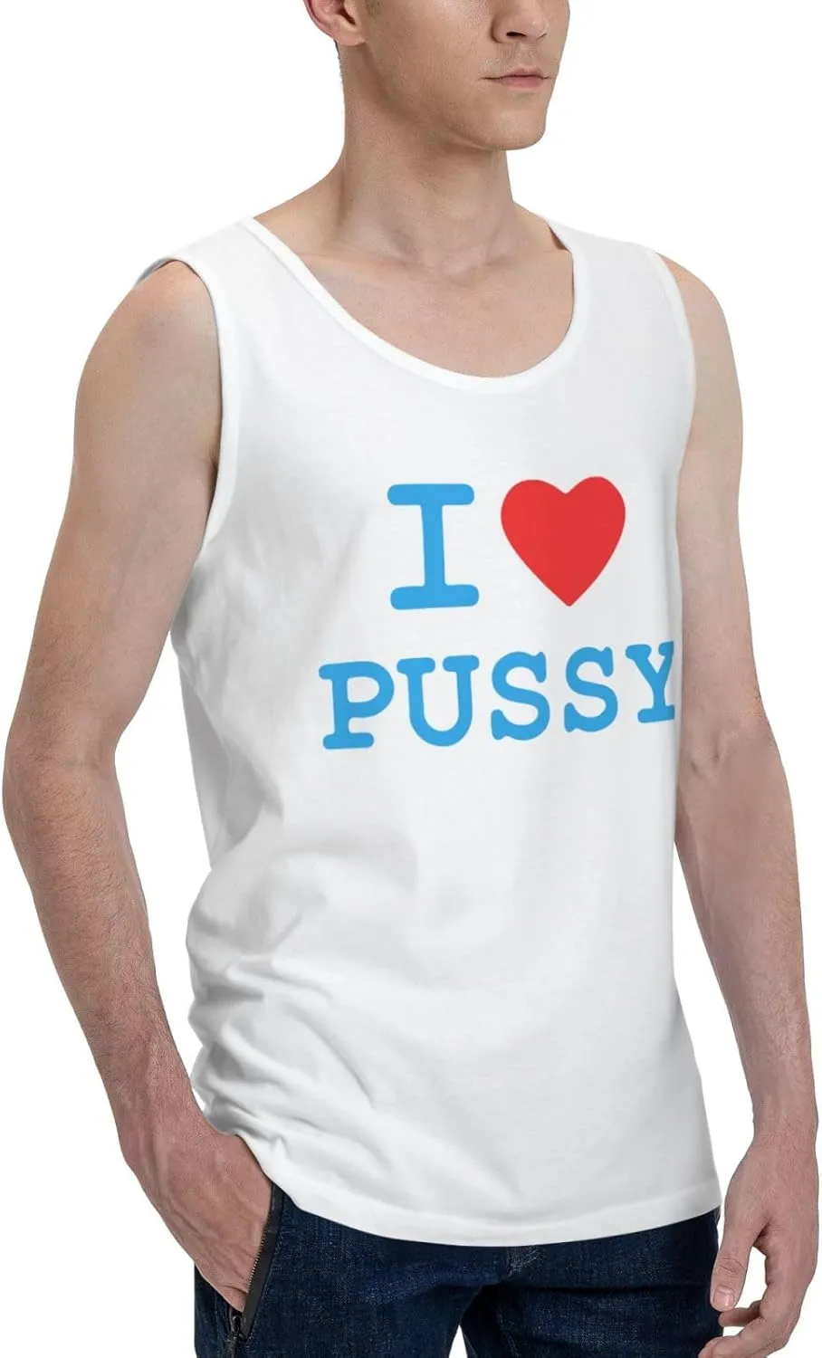 Men's Tank Top Sleeveless Tees I Love Pussy Quick Dry Sport Shirts Muscle Workout Gym Beach T-Shirts