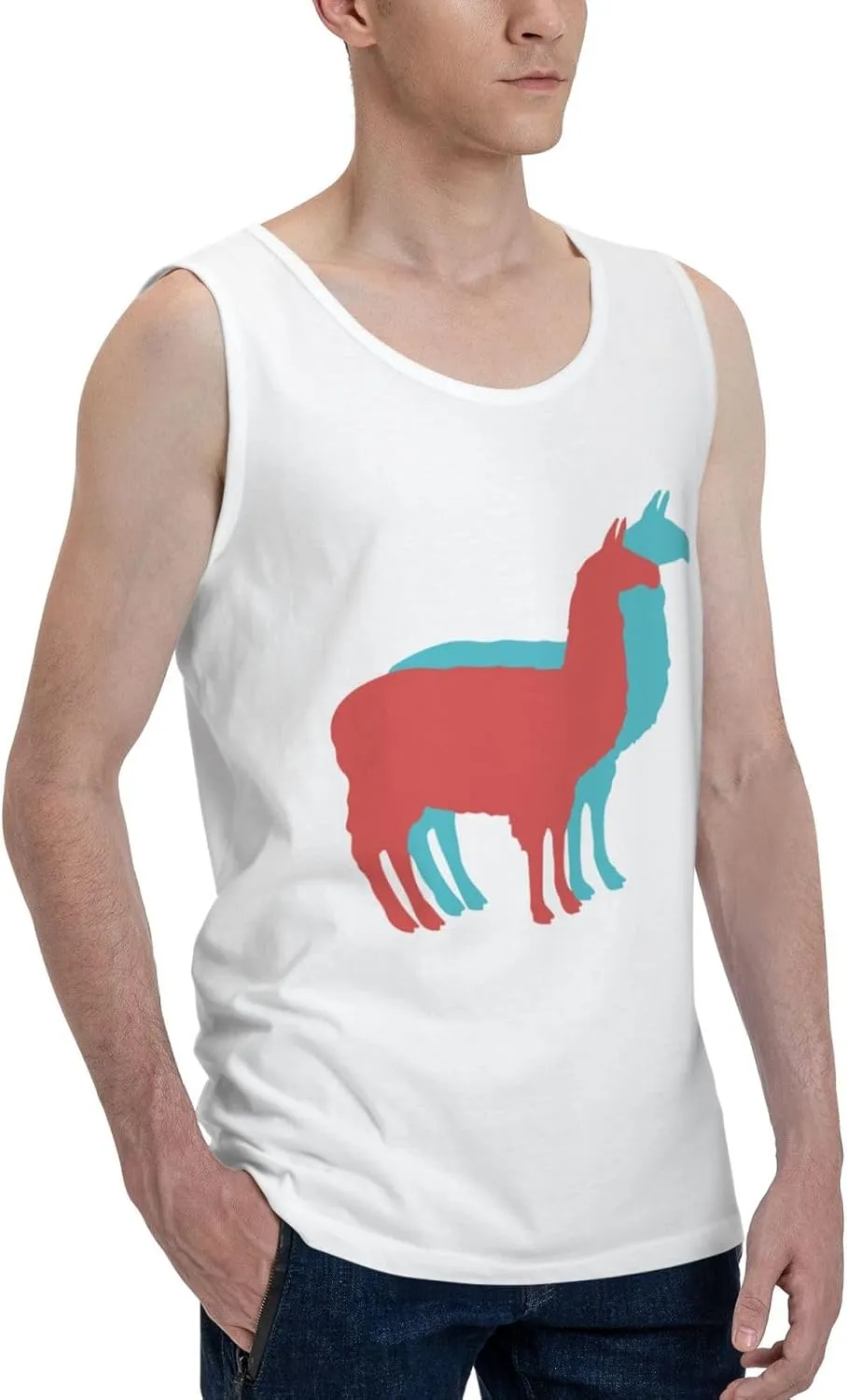 Men's Tank Top Sleeveless Tees Llamas Quick Dry Sport Shirts Muscle Workout Gym Beach T-Shirts
