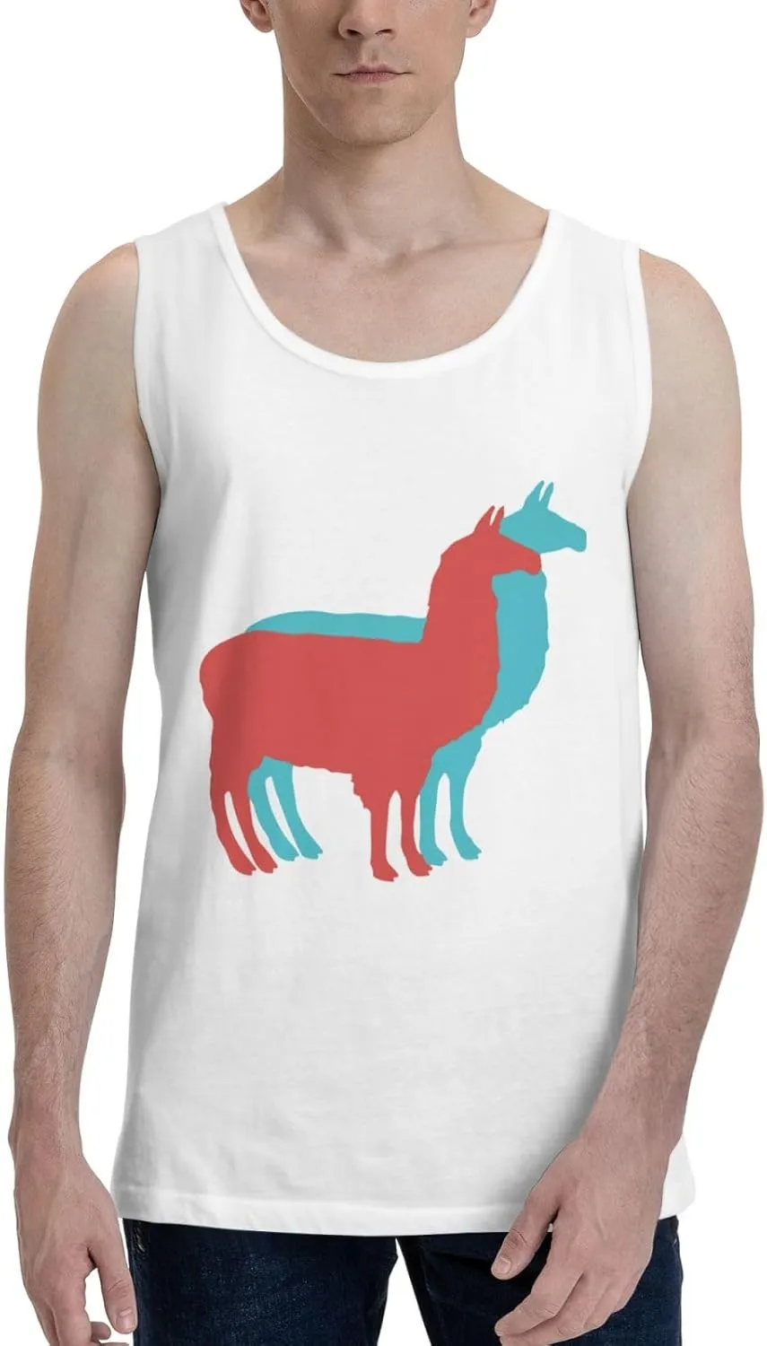 Men's Tank Top Sleeveless Tees Llamas Quick Dry Sport Shirts Muscle Workout Gym Beach T-Shirts