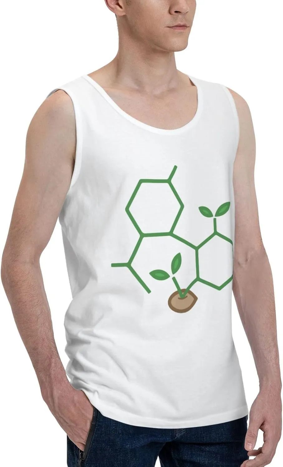 Men's Tank Top Sleeveless Tees Molecule Sprout Quick Dry Sport Shirts Muscle Workout Gym Beach T-Shirts