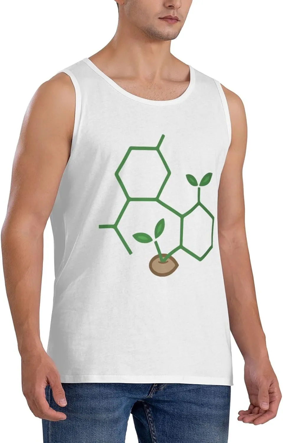 Men's Tank Top Sleeveless Tees Molecule Sprout Quick Dry Sport Shirts Muscle Workout Gym Beach T-Shirts