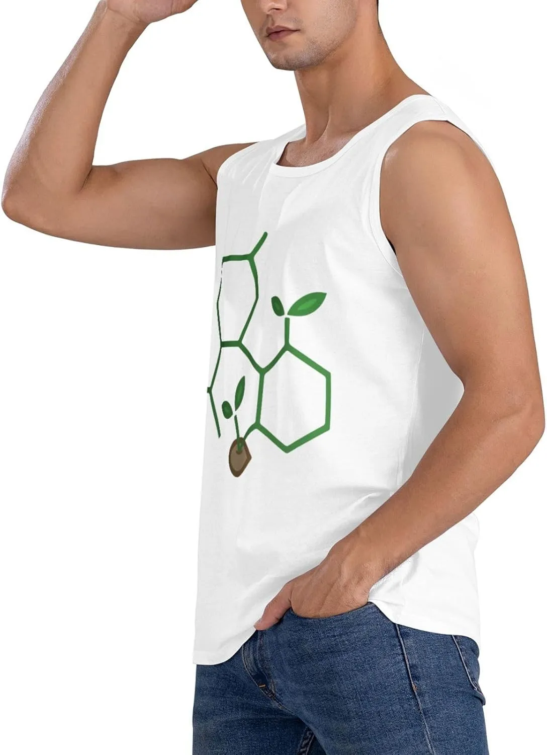 Men's Tank Top Sleeveless Tees Molecule Sprout Quick Dry Sport Shirts Muscle Workout Gym Beach T-Shirts