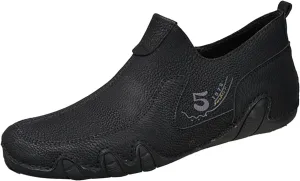 Men's Vintage Leather Moccasins Slip-On Loafers,Comfortable Non-Slip Side Zip Breathable Walking Driving Shoes,Outdoor Lightweight Casual Sneakers