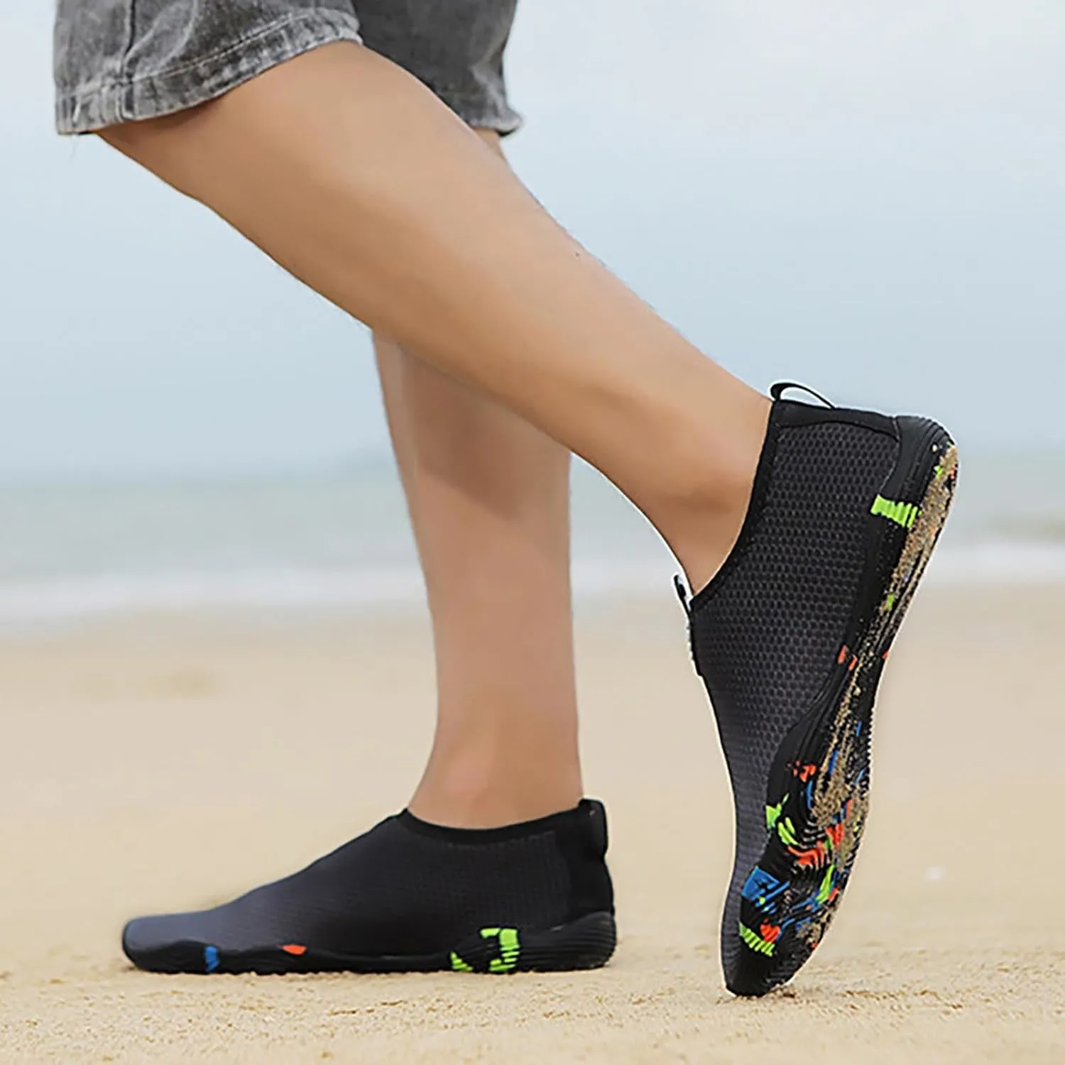 Mens Water Shoes Wide Width Breathable Barefoot Shoes Wide Feet Beach Sports Quick Dry for Boating Fishing Diving Surfing