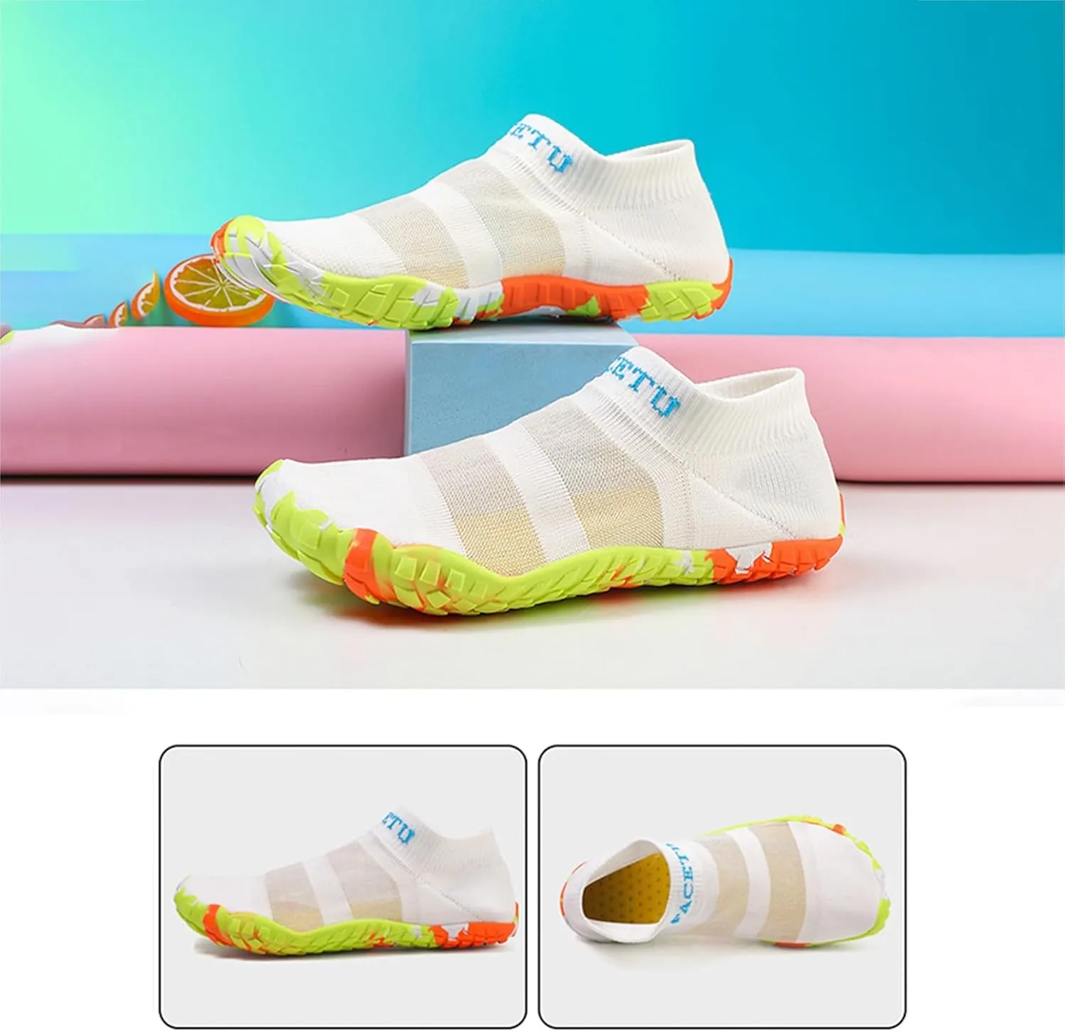Men's Women's Slip On Water Shoes Quick Dry Barefoot Lightweight Aqua Shoes Beach Swim Pool Hiking Wading Surfing Sport Sneakers with Breathable Mesh Knit Non Slip Indoor Yoga Fitness Boxing