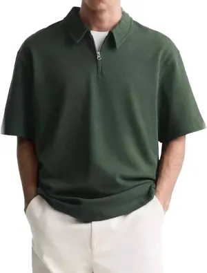 Men's Zipper Polo Shirt Casual Golf Shirt Moisture Wicking Quick-Dry Short Sleeve T Shirts Classic Fit Loose Shirts