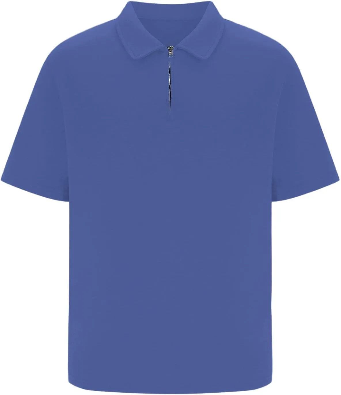 Men's Zipper Polo Shirt Casual Golf Shirt Moisture Wicking Quick-Dry Short Sleeve T Shirts Classic Fit Loose Shirts