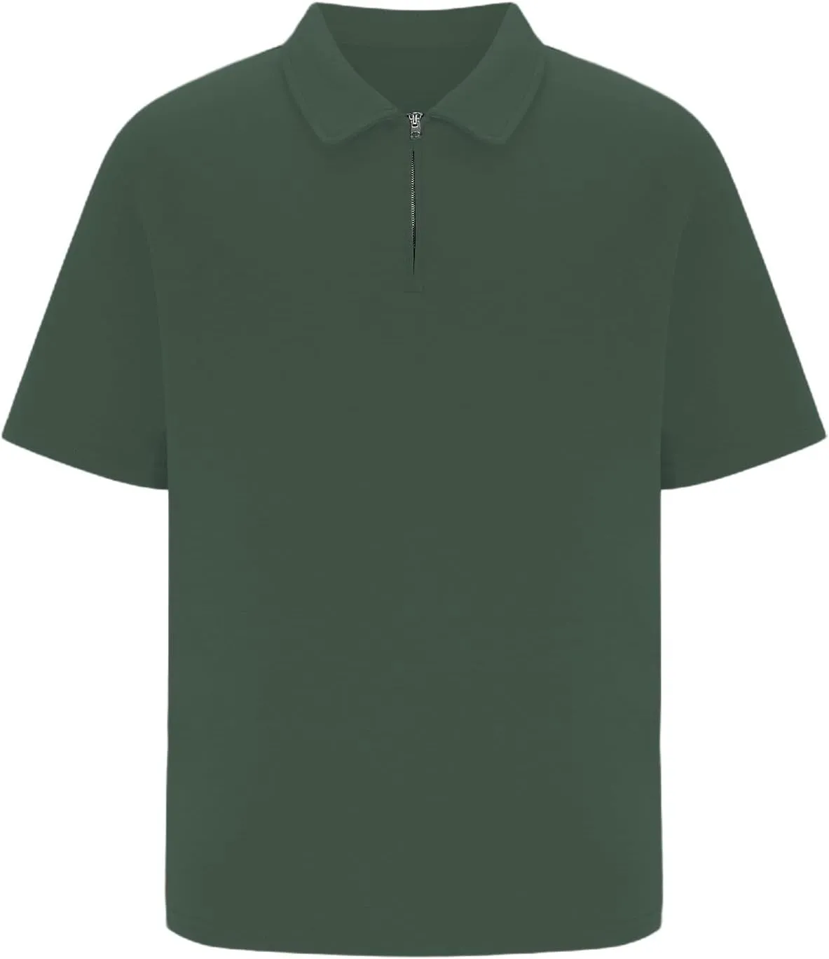 Men's Zipper Polo Shirt Casual Golf Shirt Moisture Wicking Quick-Dry Short Sleeve T Shirts Classic Fit Loose Shirts