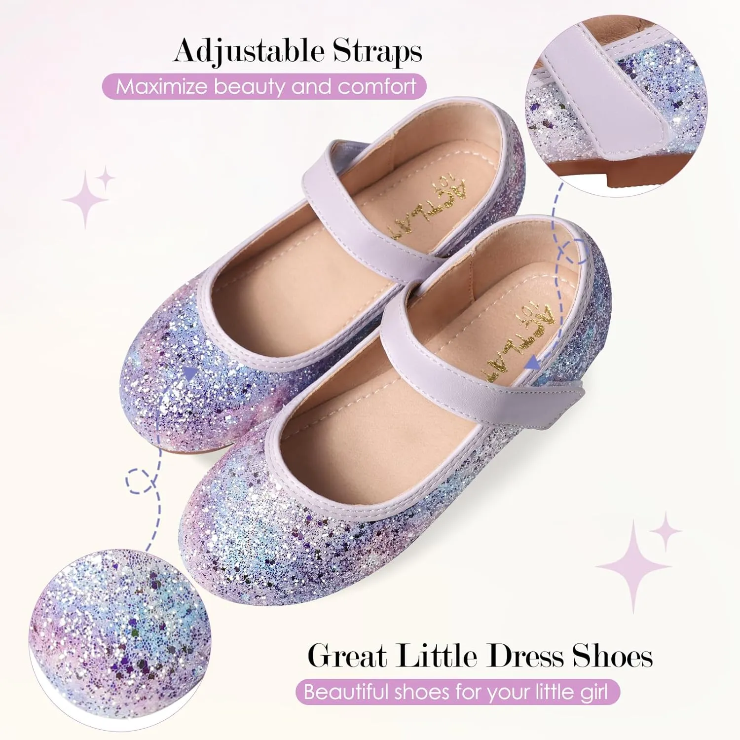 Mermaid Glitter Princess Ballet Flats for Girls, Mary Jane Shoes Dress Shoes for Girl Back to School Princess Wedding Shoes (Toddler/Little Kid/Big Kids)