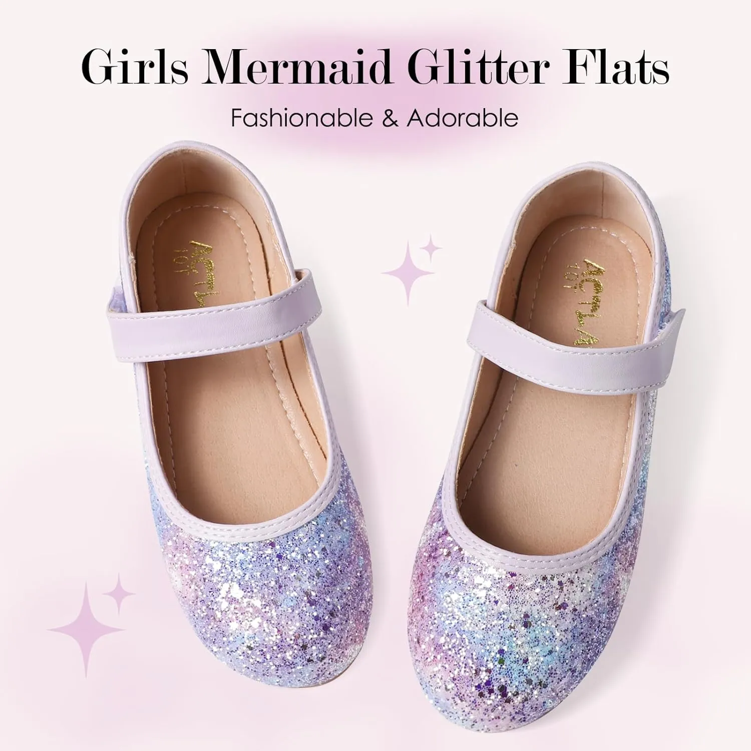 Mermaid Glitter Princess Ballet Flats for Girls, Mary Jane Shoes Dress Shoes for Girl Back to School Princess Wedding Shoes (Toddler/Little Kid/Big Kids)