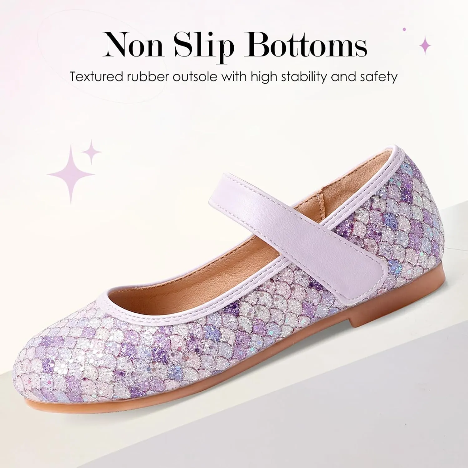 Mermaid Glitter Princess Ballet Flats for Girls, Mary Jane Shoes Dress Shoes for Girl Back to School Princess Wedding Shoes (Toddler/Little Kid/Big Kids)