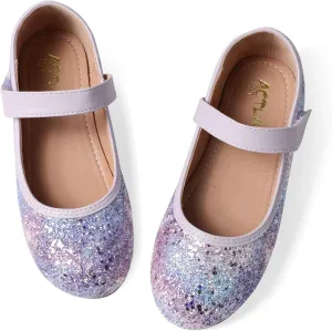 Mermaid Glitter Princess Ballet Flats for Girls, Mary Jane Shoes Dress Shoes for Girl Back to School Princess Wedding Shoes (Toddler/Little Kid/Big Kids)