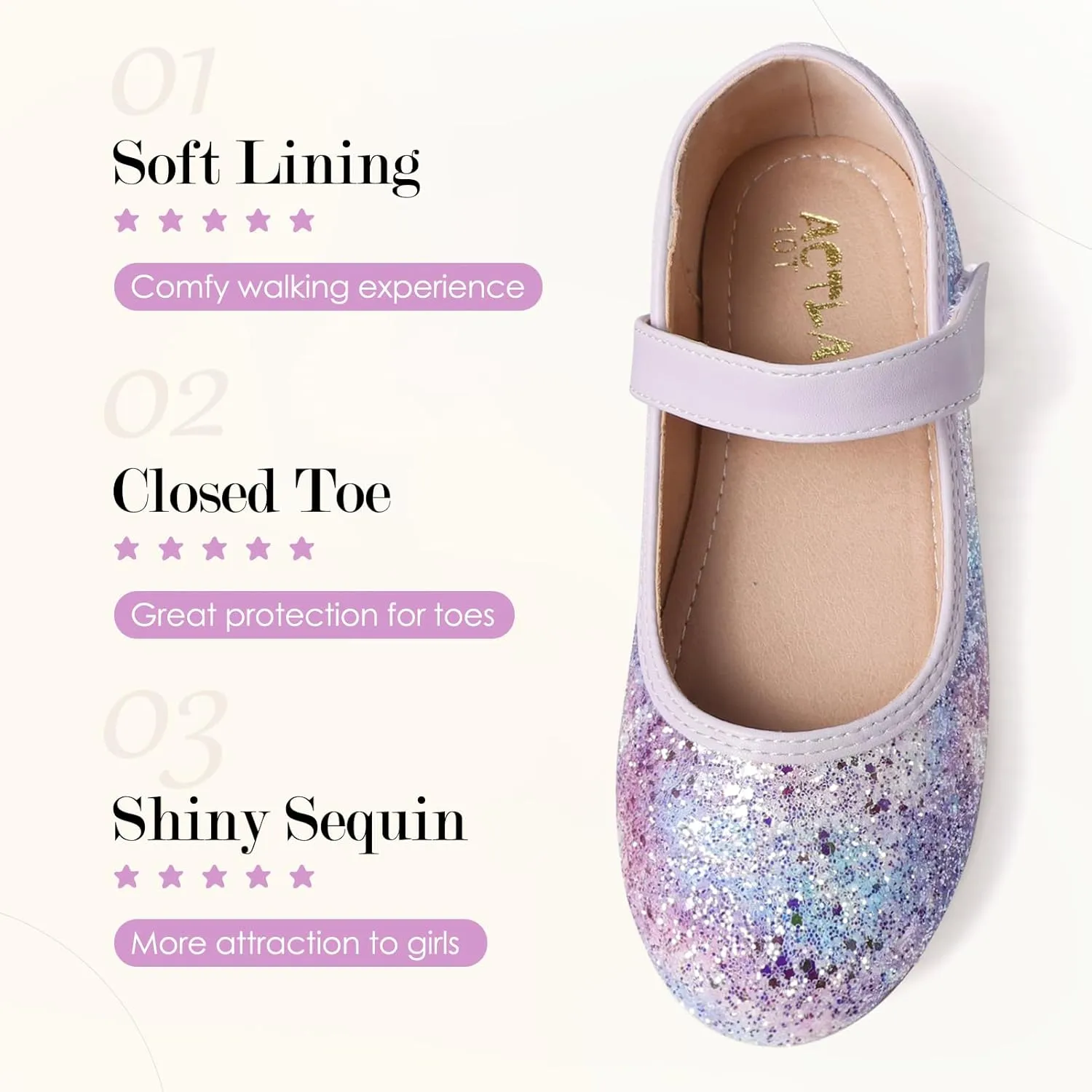 Mermaid Glitter Princess Ballet Flats for Girls, Mary Jane Shoes Dress Shoes for Girl Back to School Princess Wedding Shoes (Toddler/Little Kid/Big Kids)