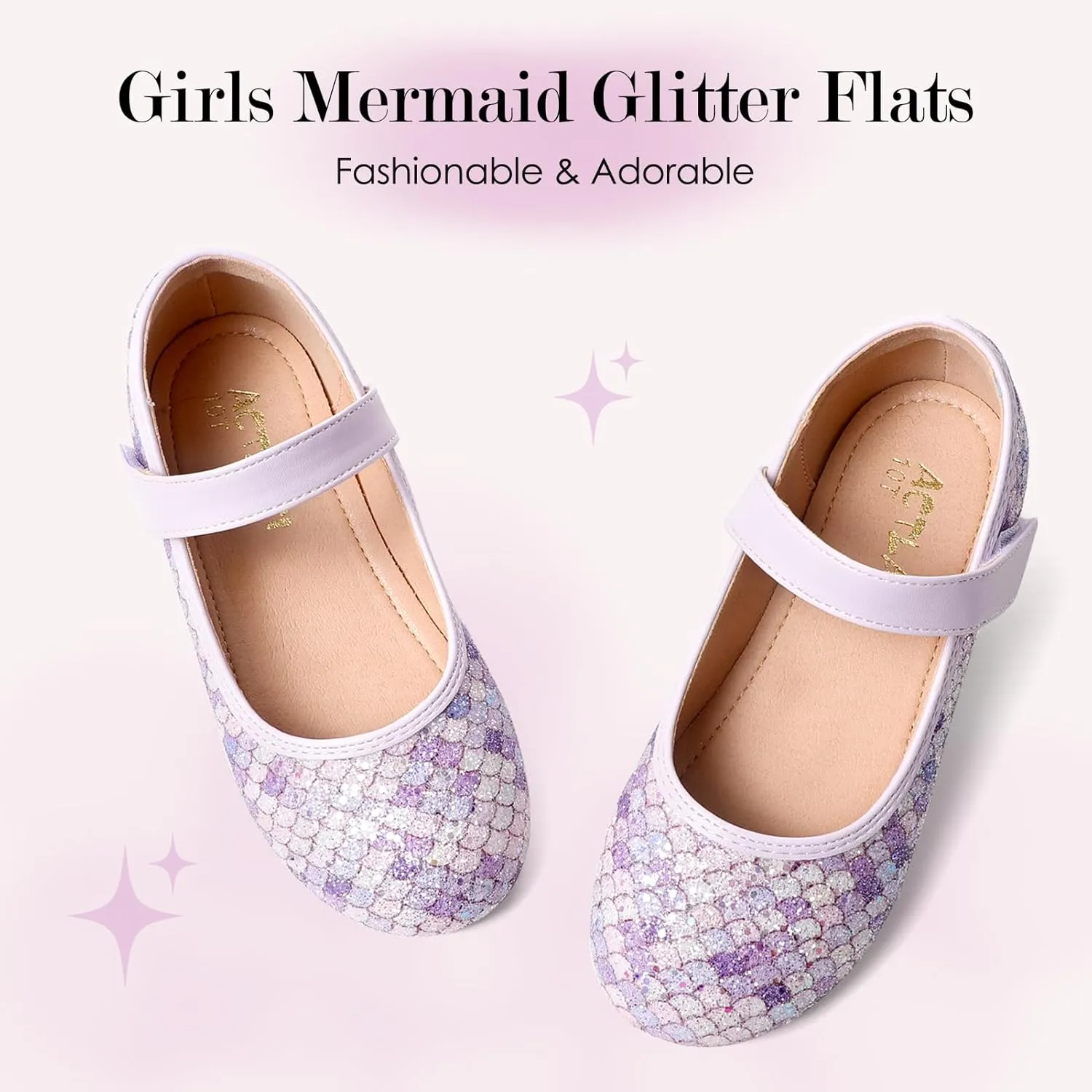 Mermaid Glitter Princess Ballet Flats for Girls, Mary Jane Shoes Dress Shoes for Girl Back to School Princess Wedding Shoes (Toddler/Little Kid/Big Kids)