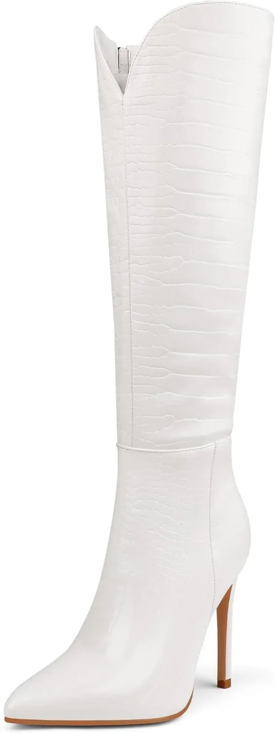 MERUMOTE Stiletto Knee High Boots Women Sexy Pointed Toe Zipper High Heels Boots