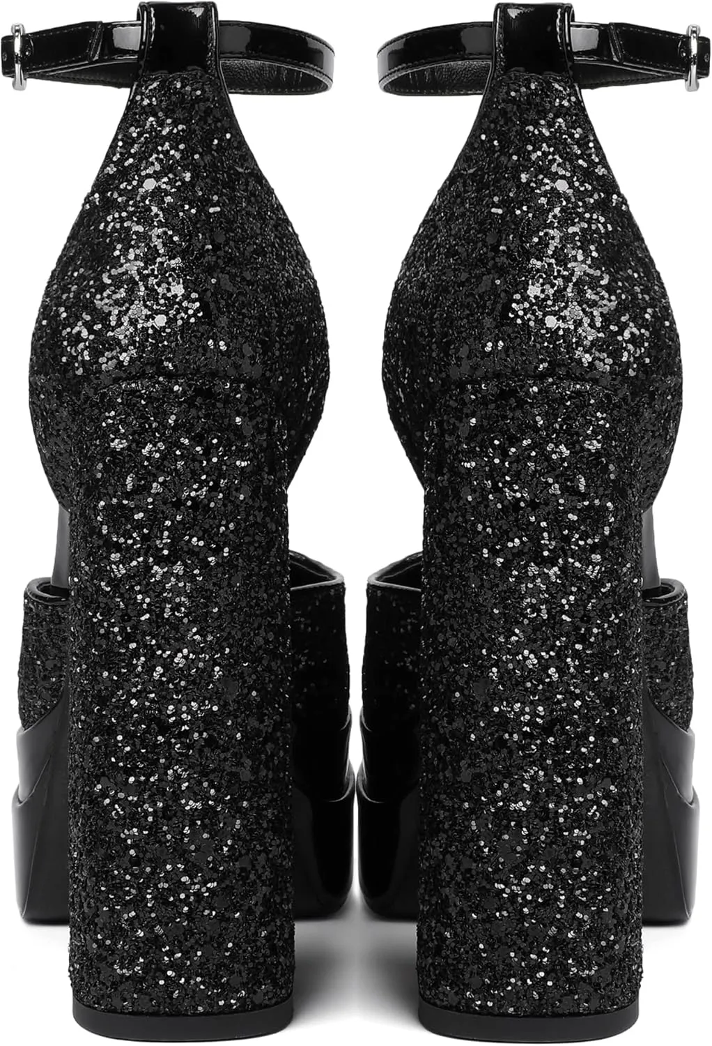 Mettesally Women's Stacked Platform High Heels Square Toe Chunky Thick Heel Sandals Ankle Strap Block Heeled Pumps Fashion Party Platform Shoes