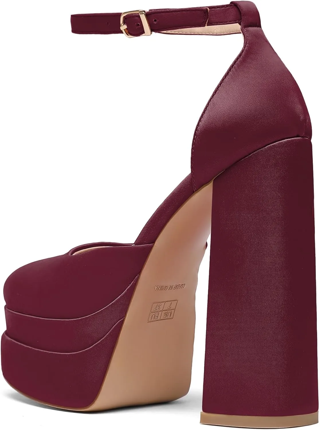 Mettesally Women's Stacked Platform High Heels Square Toe Chunky Thick Heel Sandals Ankle Strap Block Heeled Pumps Fashion Party Platform Shoes