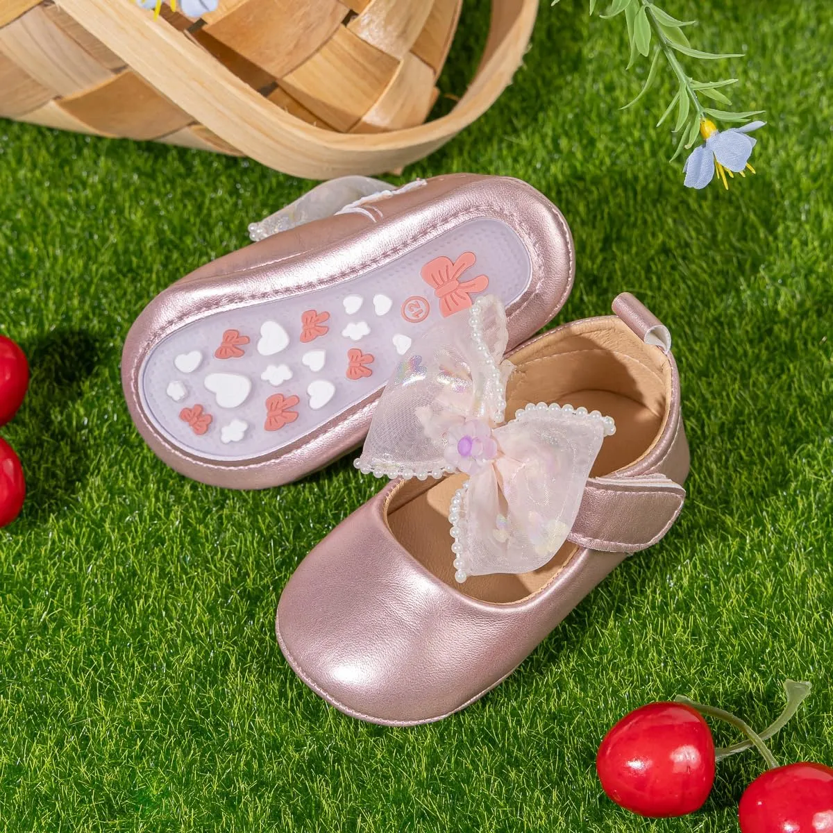 Miamooi Infant Baby Girls Wedding Dress Shoes Bow Ballet Princess Mary Jane Flats Toddler First Walkers Sneaker Newborn Crib Baptism Shoes