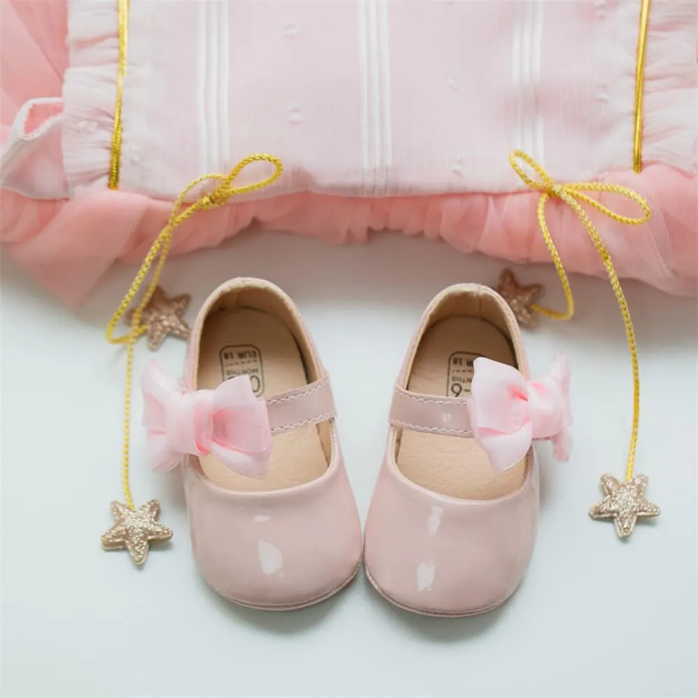Miamooi Infant Baby Girls Wedding Dress Shoes Bow Ballet Princess Mary Jane Flats Toddler First Walkers Sneaker Newborn Crib Baptism Shoes