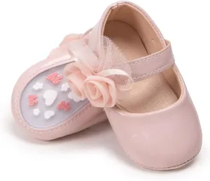 Miamooi Infant Baby Girls Wedding Dress Shoes Bow Ballet Princess Mary Jane Flats Toddler First Walkers Sneaker Newborn Crib Baptism Shoes
