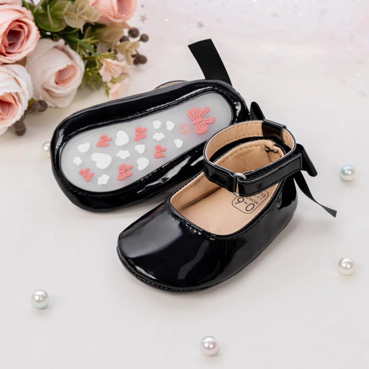 Miamooi Infant Baby Girls Wedding Dress Shoes Bow Ballet Princess Mary Jane Flats Toddler First Walkers Sneaker Newborn Crib Baptism Shoes