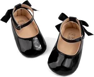 Miamooi Infant Baby Girls Wedding Dress Shoes Bow Ballet Princess Mary Jane Flats Toddler First Walkers Sneaker Newborn Crib Baptism Shoes