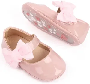 Miamooi Infant Baby Girls Wedding Dress Shoes Bow Ballet Princess Mary Jane Flats Toddler First Walkers Sneaker Newborn Crib Baptism Shoes