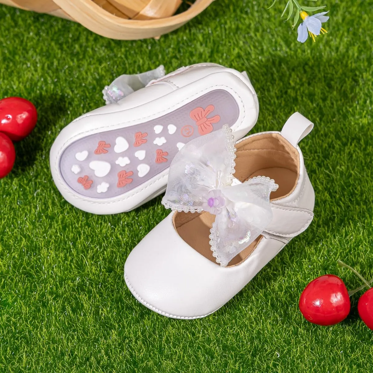 Miamooi Infant Baby Girls Wedding Dress Shoes Bow Ballet Princess Mary Jane Flats Toddler First Walkers Sneaker Newborn Crib Baptism Shoes